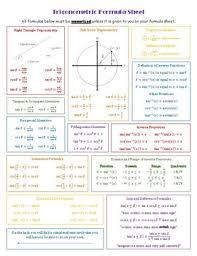 Trigonometry Formulas Worksheets Teaching Resources Tpt