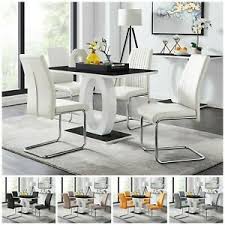 Dining chairs don't just have to look good, but should feel good, too. Furniture Kitchen 4 6 Seater High Gloss Glass Dining Table Set And Leather Dinning Chairs Kisetsu System Co Jp