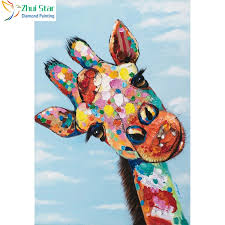 Coloriage girafe et girafon en ligne gratuit à imprimer. Zhui Star 5d Bricolage Carre Complet Forage Diamant Dessin Point De Croix Couleur Dessin Anime Girafe Strass Broderie Mosaique Decor Cadeau Aliexpress