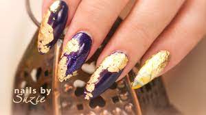 gold foil nail art you
