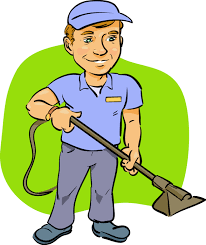 carpet cleaner service worker vector