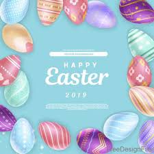 Easter background with eggs and spring branches. 2019 Easter Background Design Vector Free Download