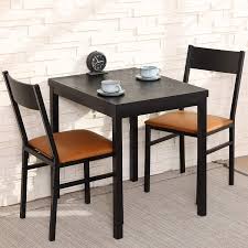 Black dining table and 2/4 black chairs set modern round kitchen restaurant new. Fitueyes 3 Piece Dining Table Set Of 2 With Cushioned Chairs Black And Brown Walmart Com Walmart Com