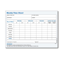 Weekly Employee Time Sheet Pad 2 Part Carbonless Duplicate White Yellow Paper 2 Pads Per Pack 100 Timesheets Product Ref 69783