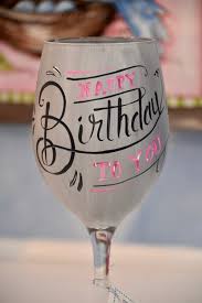 Hand Painted Happy Birthday Wine Glass