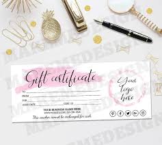 gift certificate template pink gift