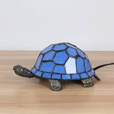 Style Tortoise Stained Glass Lamp Blue