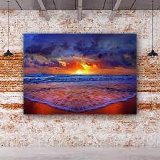Ocean Beach Sunset Cloud Canvas Wall