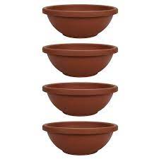 Brown Plastic Garden Bowl Planter Pot