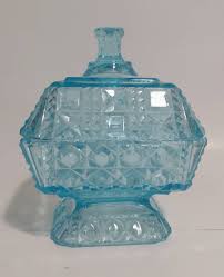 vintage turquoise blue glass square