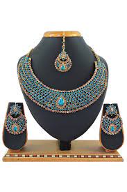 sky blue imitation jewellery necklace set