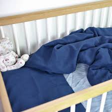 Linen Kids Bedding Set Navy Blue