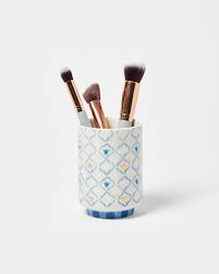 loretta blue ceramic brush holder