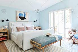 blue walls bedroom stock photos offset