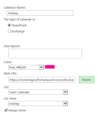 color coded calendar in sharepoint