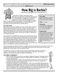 How Big Is Barbie Lesson Plan For 9th 12th Grade Lesson