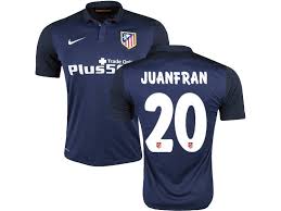Customize jersey atletico madrid 2019/20 with your name and number. 20 Juanfran Authentic Navy Away Short Shirt 15 16 La Liga Atletico Madrid Soccer Jersey For Sale S M L Xl