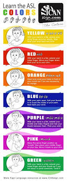 Asl Colors Chart Yellow Red Orange Blue Purple Pink