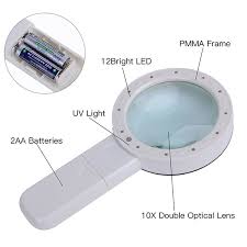 30x Led Lighted Handheld Magnifier Extra Large Lens