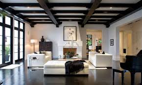 75 black floor living room with white