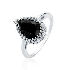 14802 silver 925 ring with black