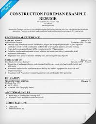 Construction Foreman Sample Resume Resumecompanion Com