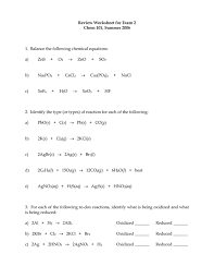Review Worksheet For Exam 2 Chem 101