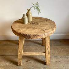 Reclaimed Elm Round Side Table Home