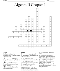 Algebra Ii Chapter 1 Crossword Wordmint