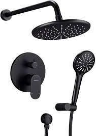 The shape of a shower head or shower faucet should complement other fixtures in your bathroom. Shower System Wall Mounted Shower Faucet Set For Bathroom With High Pressure 8 Rain Shower Head And 3 Setting Handheld Shower Head Set Pressure Balance Valve With Trim And Diverter Matte Black
