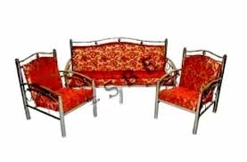 5 Seater Red Stainless Steel Sofa Set