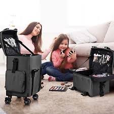 rolling makeup trolley train case bag