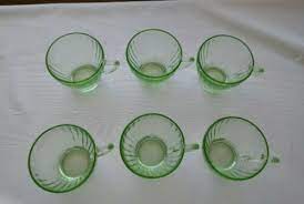 Vintage 6 Green Depression Glass