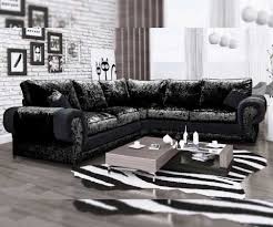 Crushed Velvet Black Corner Sofa