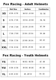 fox helmet size chart britain
