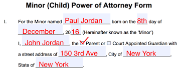 Free Minor Child Power Of Attorney Forms Pdf Word Eforms