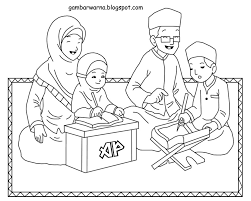 Belajar menggambar dan mewarnai adalah kegiatan yang sangat menyenangkan bagi anak. Mewarnai Keluarga Muslim Belajar Mewarnai Gambar Kartun Sketsa Gambar Kartun