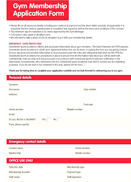 Membership Application Sample Gym Cancellation Form Template Free