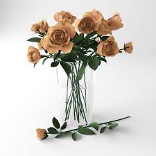 bouquet of orange roses 3d model 29