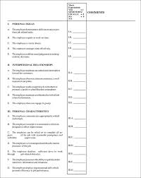 Restaurant Employee Performance Evaluation Form Sample Forms