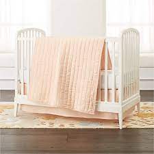 Light Pink Linen Baby Crib Quilt
