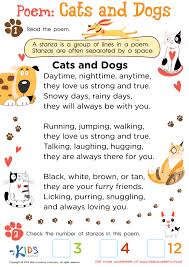 poem cats and dogs worksheet for kids