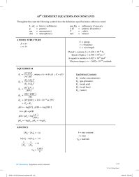 Ap Chemistry Equations And Constants