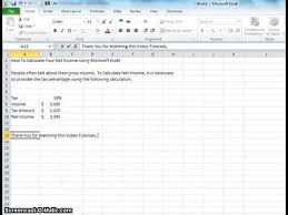 net income using microsoft excel