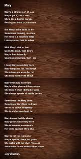 mary mary poem by jay bradley
