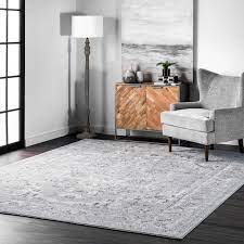 light gray indoor medallion area rug