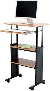 Rectangular black standing desks with adjustable height. Amazon Com Safco Products Muv 35 49 H Stand Up Desk Adjustable Height Computer Workstation With Keyboard Shelf Cherry Everything Else