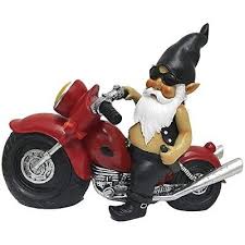 32cm Gnome Riding Motorcycle Garden