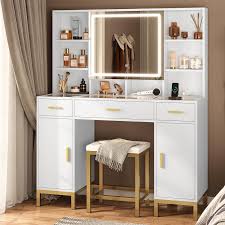 makeup vanity set desk with mirror and