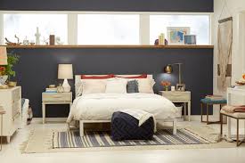 The navy blue walls set the tone for a calming space while the metalic brass gold bed by beldan lane shines bright. 24 Mid Century Modern Bedroom Decorating Ideas